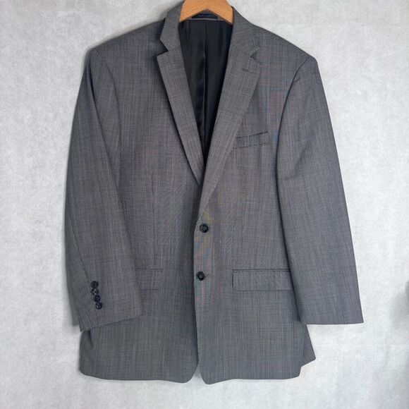 Calvin Klein 100% Wool Pattern Black Gray Sports Coat Blazer Jacket Size 44R - Picture 7 of 11